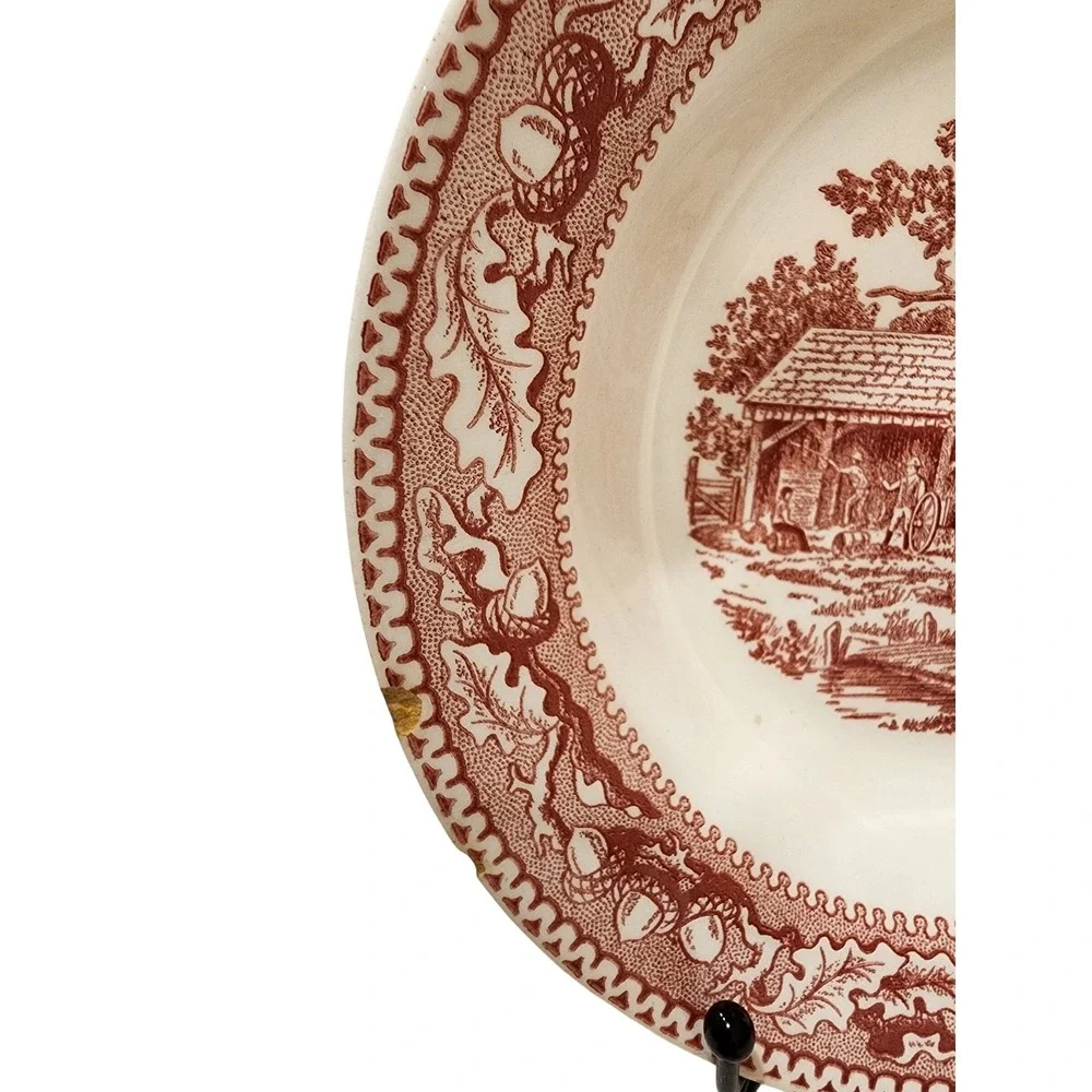 Vintage Royal Memory Lane Tonquin Red Scenic Bowl Set, Countryside, 5 Pcs - Picture 6 of 11